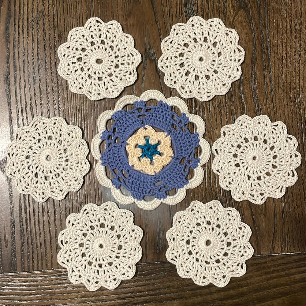 New Crochet Coaster Pattern 7 pieces handmade %100 cotton